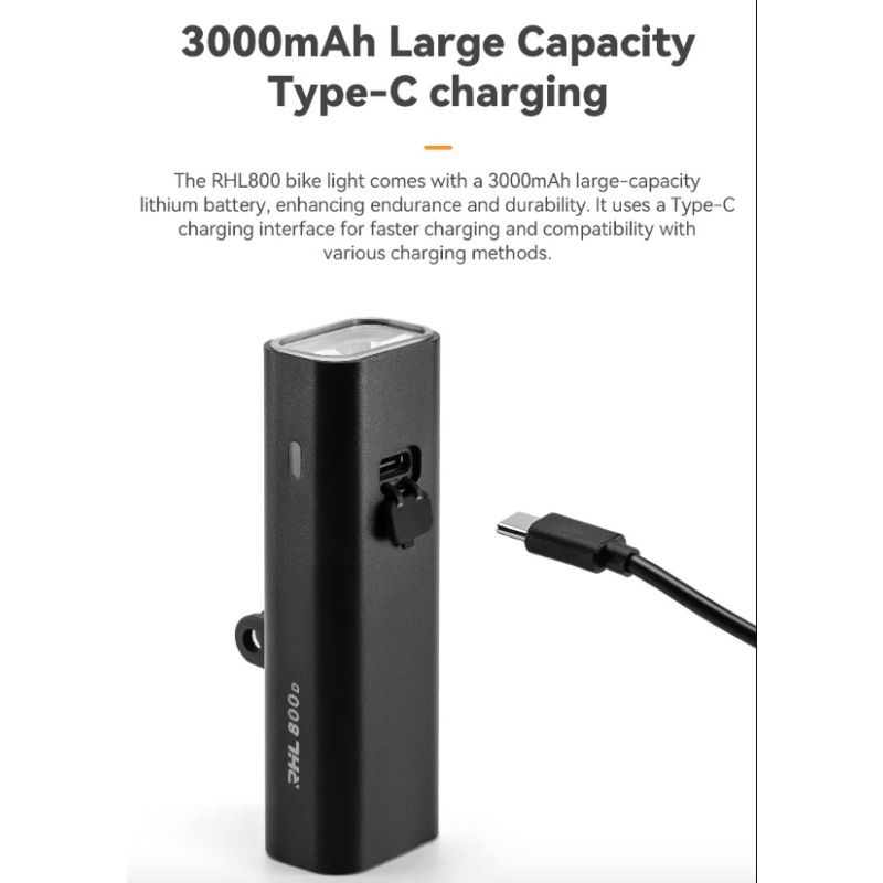 ROCKBROS RHL-1000LUMEN Přední světlo na kolo | 1000 Lumenů, Dobíjecí Type-C, Nepromokavé LED pro Noční Jízdu