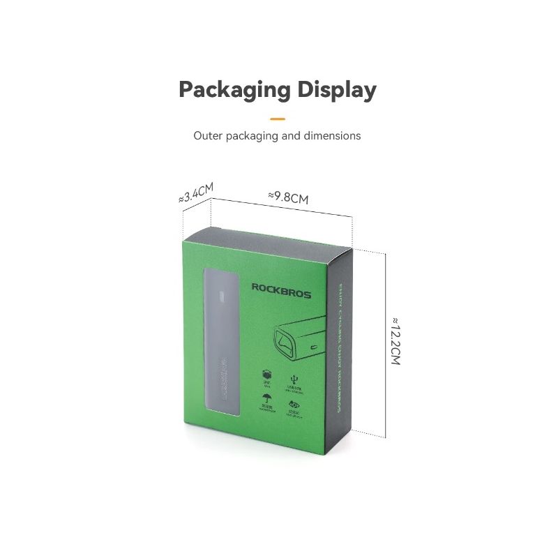 ROCKBROS RHL-1000LUMEN Přední světlo na kolo | 1000 Lumenů, Dobíjecí Type-C, Nepromokavé LED pro Noční Jízdu