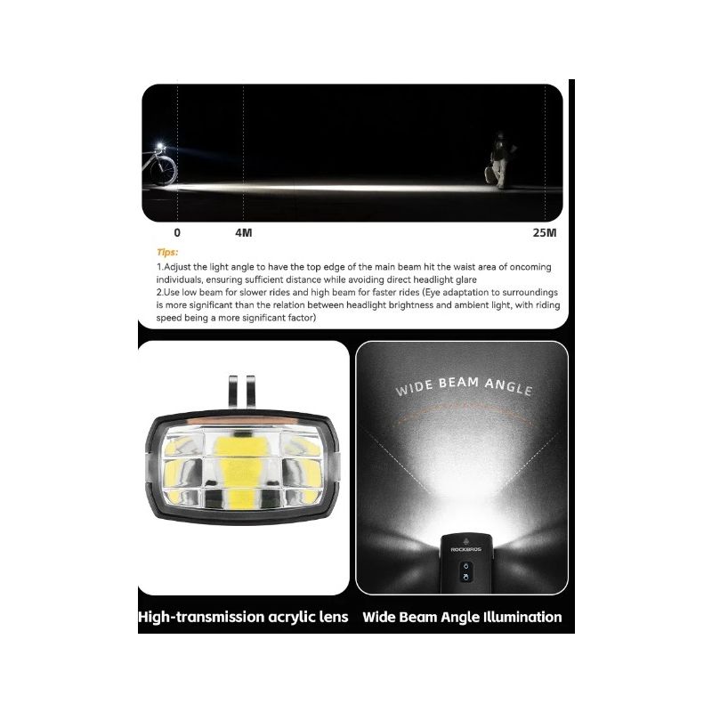 ROCKBROS RHL3000 Svítilna na Kolo 3000 Lumenů, 10000mAh Vodotěsná LED přední světlo pro MTB Silniční Cyklistiku