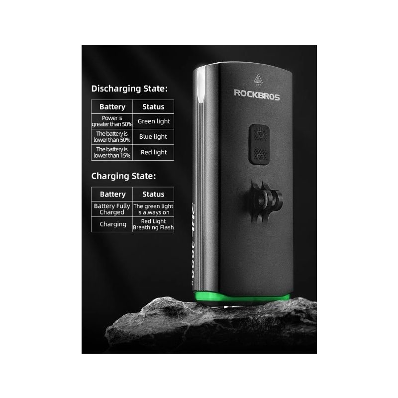 ROCKBROS RHL3000 Svítilna na Kolo 3000 Lumenů, 10000mAh Vodotěsná LED přední světlo pro MTB Silniční Cyklistiku