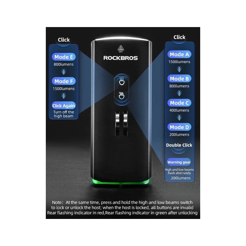 ROCKBROS RHL3000 Svítilna na Kolo 3000 Lumenů, 10000mAh Vodotěsná LED přední světlo pro MTB Silniční Cyklistiku