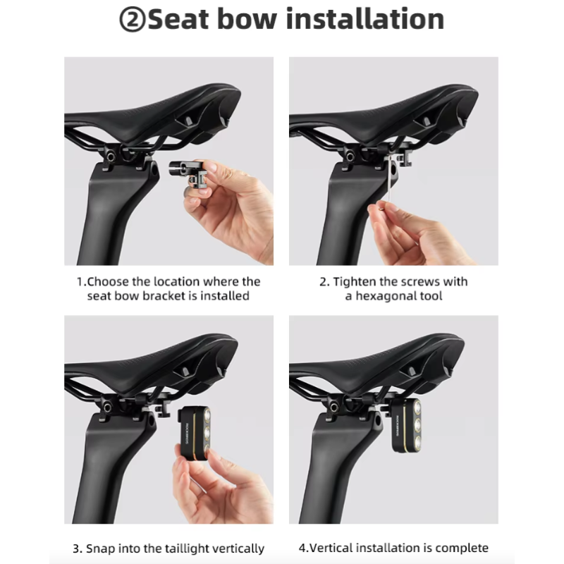 ROCKBROS Chytré zadní světlo na kolo | Vodotěsné IP64, Type-C, detekce brzdění pro bezpečnost