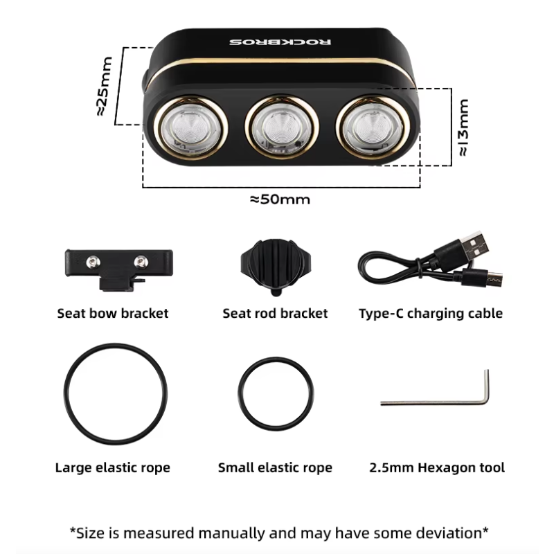ROCKBROS Chytré zadní světlo na kolo | Vodotěsné IP64, Type-C, detekce brzdění pro bezpečnost