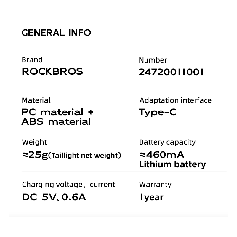 ROCKBROS Chytré zadní světlo na kolo | Vodotěsné IP64, Type-C, detekce brzdění pro bezpečnost