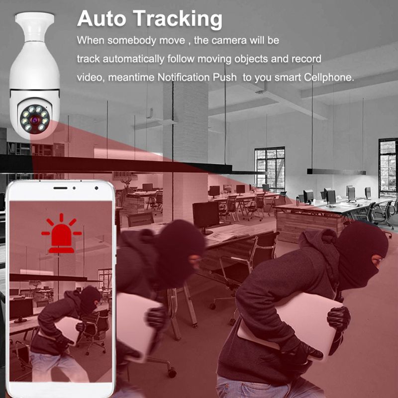 5G WiFi E27 Žárovka Kamera s Nočním Viděním a Automatickým Sledováním Člověka pro Chytrou Domácnost