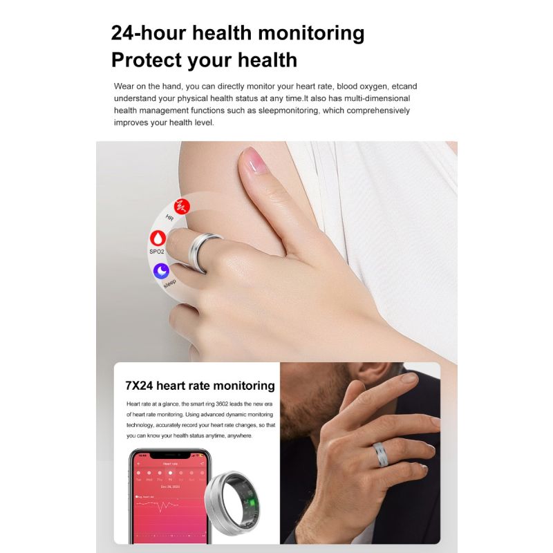 Multifunkční Smart Ring | Nositelná Technologie | Monitorování zdraví & Fitness Tracker s Bluetooth