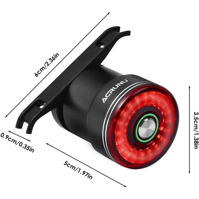 Chytré Zadní Světlo na Kolo s Indukcí Brzdy | Dobíjecí USB LED Vodotěsné pro Sedlovku/Sedlo