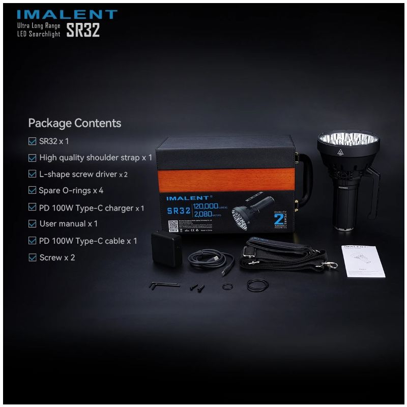 IMALENT SR32 120000lm Výkonná LED Svítilna s Dosvitem 2080m, Extrémně Odolná pro Outdoor & Dobrodružství