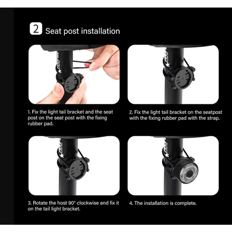 TOWILD TL03Pro LED Zadní Světlo na Kolo - Dobíjecí Bezpečnostní Světlo s Brzdovým Senzorem a 7 Barvami