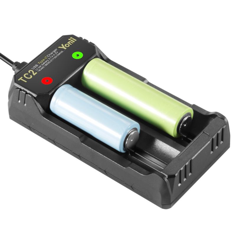 TC2 USB-C rychlá nabíječka Li-ion baterií 3.7V/4.2V pro 18650, 21700. Efektivní správa baterie!