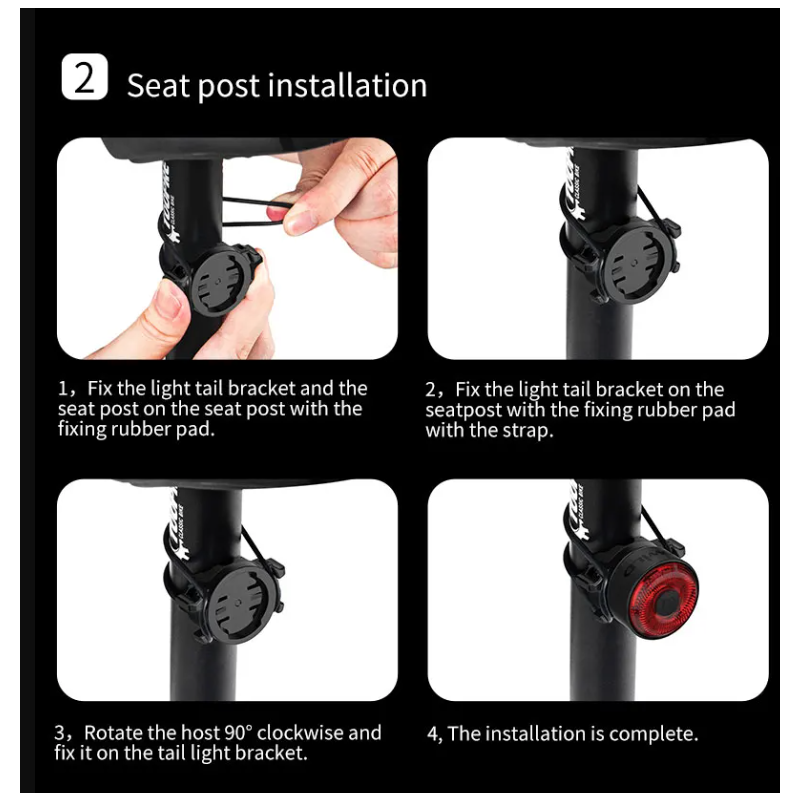TOWILD TL03 Chytré LED Cyklo Zadní Světlo s Brzdovým Senzorem pro Bezpečnost a Viditelnost na Kole