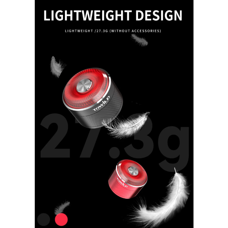 TOWILD TL05 Chytré Zadní Světlo na Kolo s Brzdovým Snímáním | IPX6 Vodotěsné | USB Nabíjení | Bezpečnostní Světlo