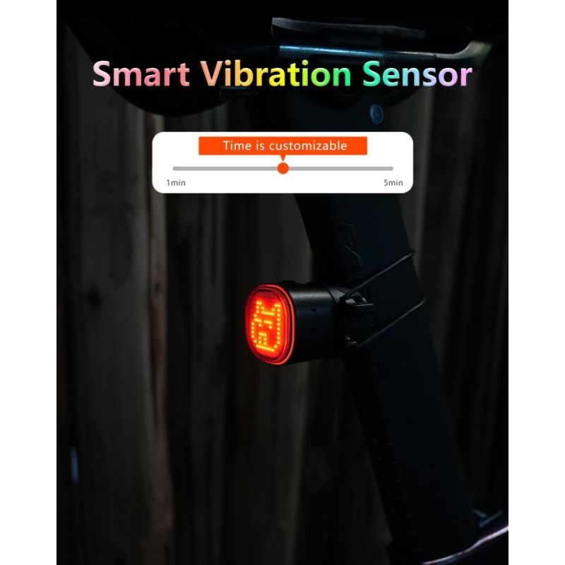 TOWILD TL08 Kolo LED Zadní Světlo USB-C Dobíjecí. Plnobarevné Vzory s Brzdovým Senzorem pro Bezpečnost Cyklistiky. IPX6 Viditelnost