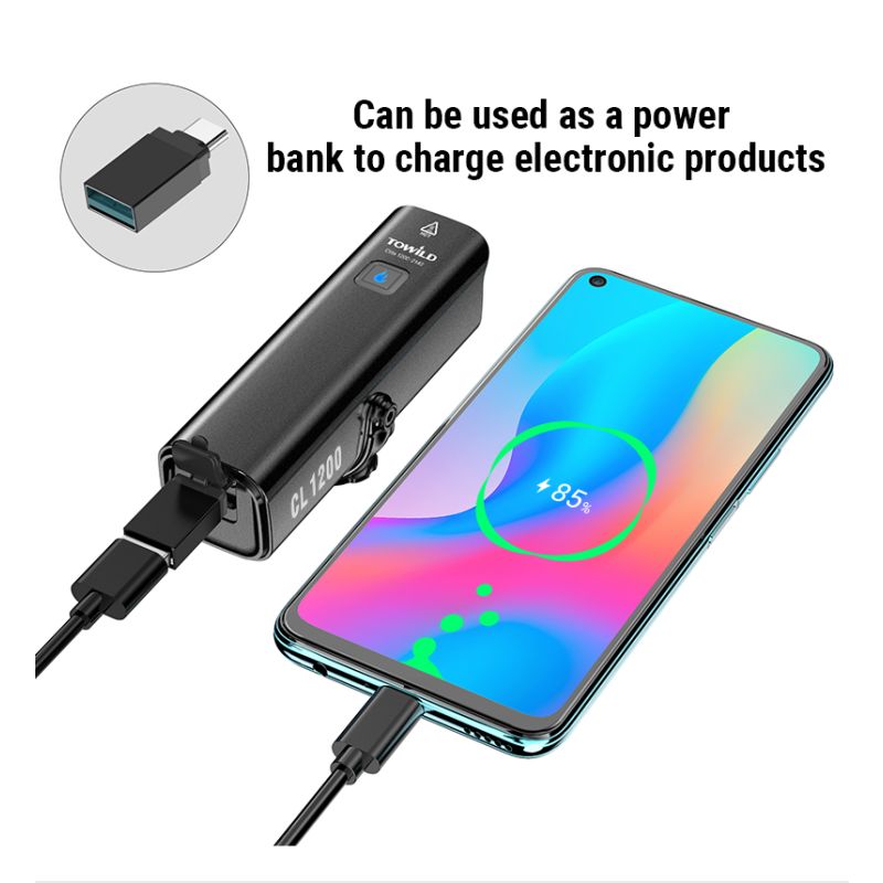 TOWILD CL1200 Cyklistické Světlo 1200LM LED USB Dobíjecí Přední Lampa pro Bezpečnou Jízdu a Viditelnost