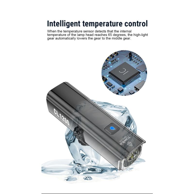 TOWILD CL1200 Cyklistické Světlo 1200LM LED USB Dobíjecí Přední Lampa pro Bezpečnou Jízdu a Viditelnost