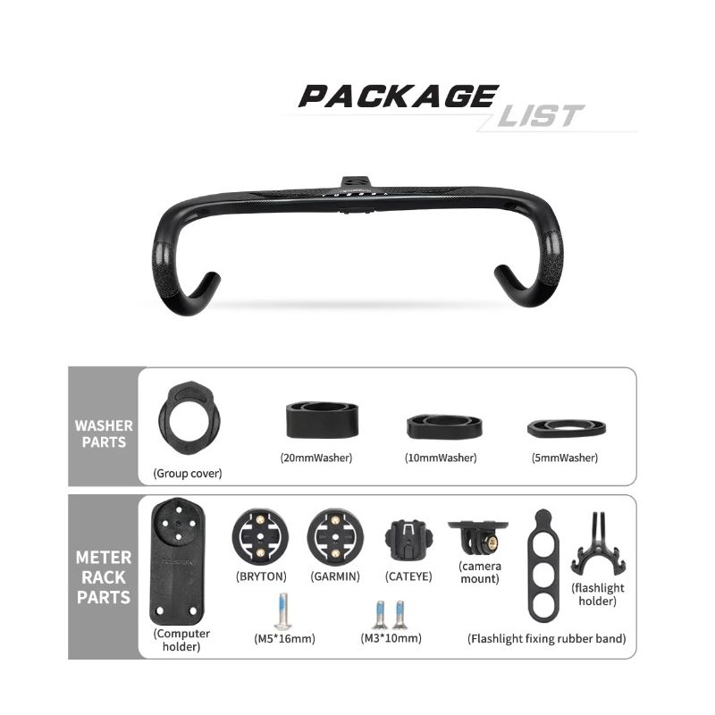 TOSEEK TR5500 Celokarbonový Představec, Matná Černá 28.6mm Řídítka pro Silniční Kolo, Ultralehké Cyklistické Díly