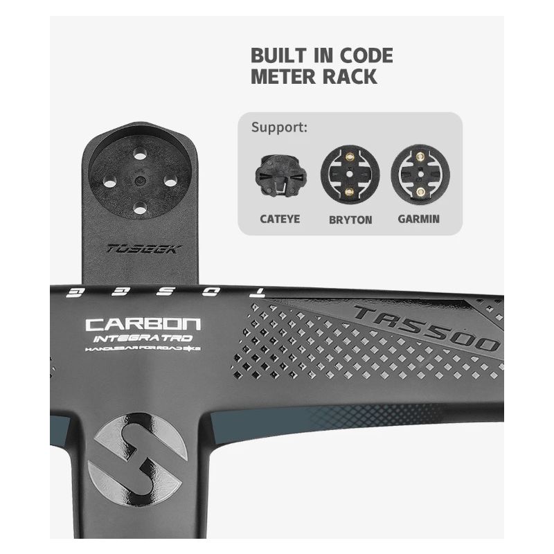 TOSEEK TR5500 Celokarbonový Představec, Matná Černá 28.6mm Řídítka pro Silniční Kolo, Ultralehké Cyklistické Díly
