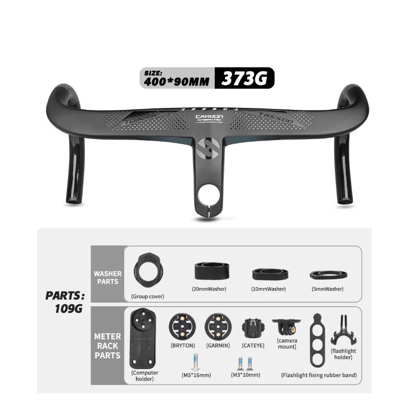 TOSEEK TR5500 Celokarbonový Představec, Matná Černá 28.6mm Řídítka pro Silniční Kolo, Ultralehké Cyklistické Díly