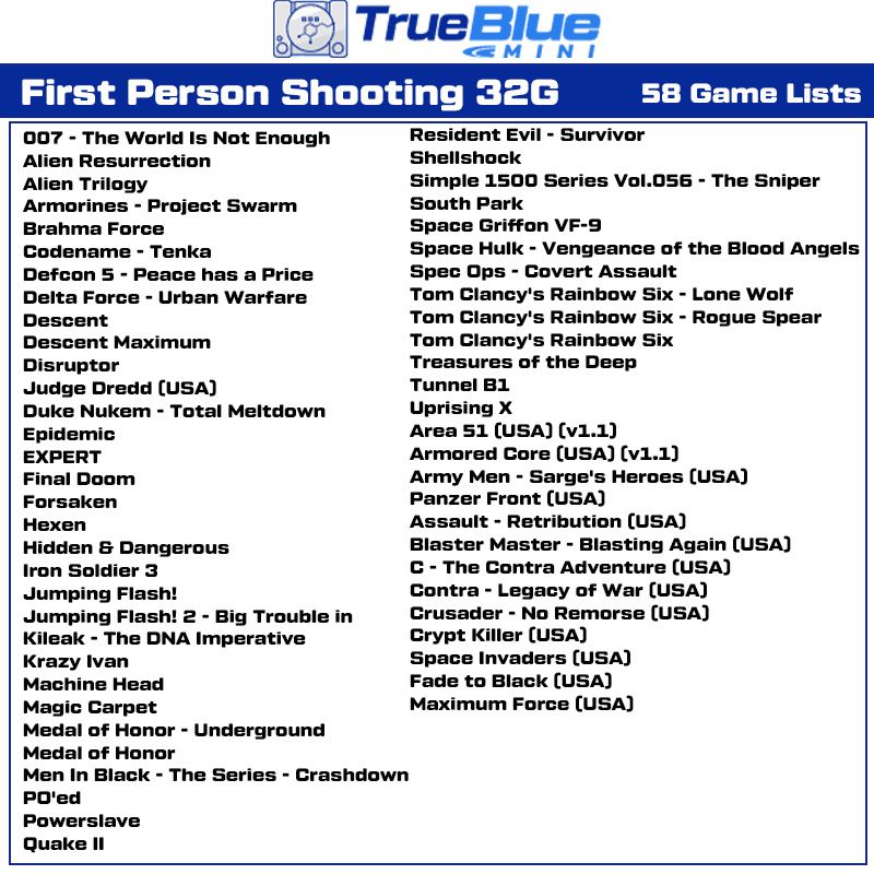 True Blue Mini Crackhead Pack 32G/64G pro PS ONE MINI: Plug & Play Klasické Hry s Nostalgií a Snadnou Instalací!
