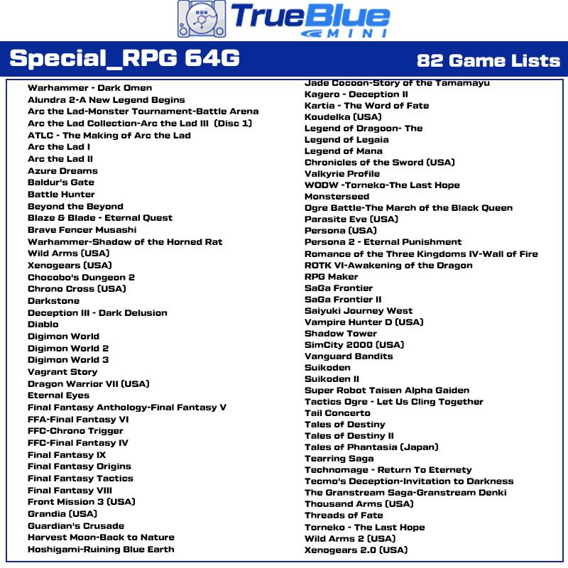 True Blue Mini Crackhead Pack 32G/64G pro PS ONE MINI: Plug & Play Klasické Hry s Nostalgií a Snadnou Instalací!