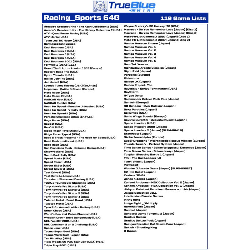 True Blue Mini Crackhead Pack 32G/64G pro PS ONE MINI: Plug & Play Klasické Hry s Nostalgií a Snadnou Instalací!