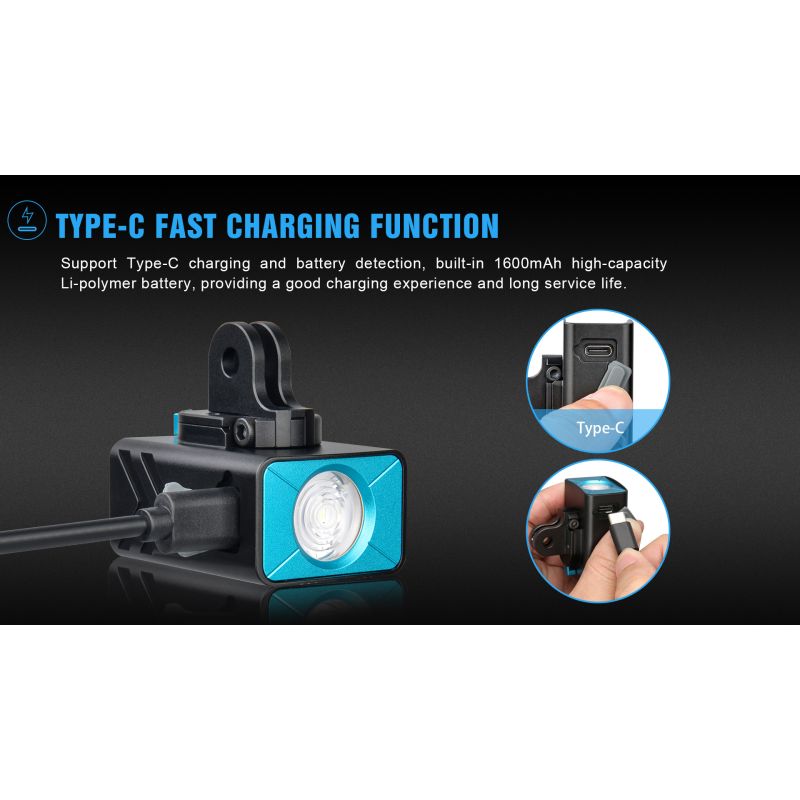 TrustFire D2R čelní cyklistická svítilna 450LM, dobíjecí Typ C, IP66, lehká, bezpečnost pro cyklistiku a horskou cyklistiku