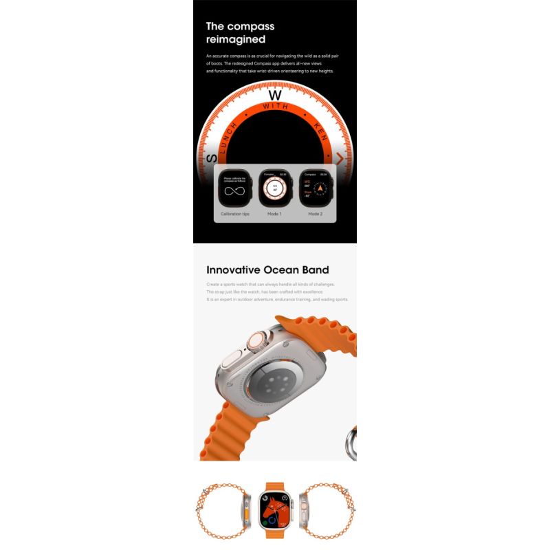 Chytré hodinky 49mm Smart Watch Ultra 9 s Bluetooth Call, NFC, Kompasem, GPS Route Track a IP68 Smartwatch