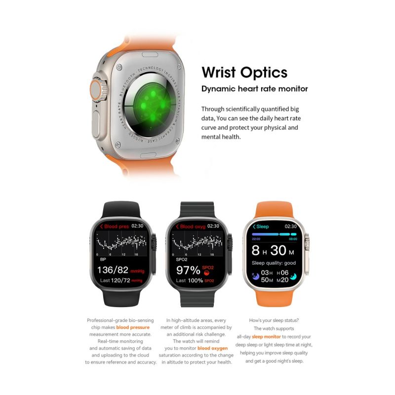 Chytré hodinky 49mm Smart Watch Ultra 9 s Bluetooth Call, NFC, Kompasem, GPS Route Track a IP68 Smartwatch