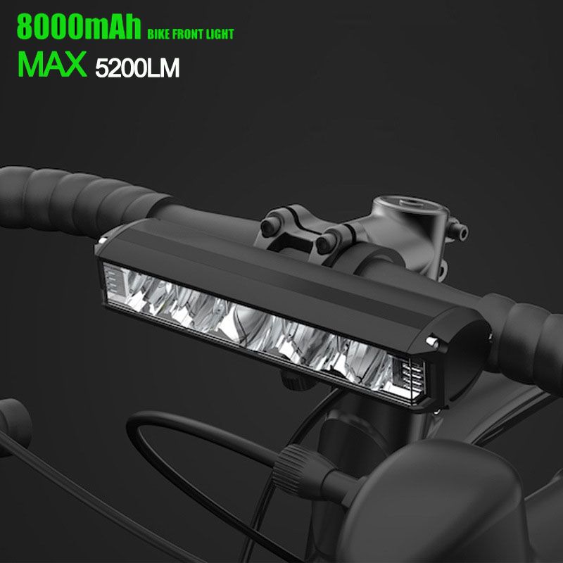 Jasná cyklistická světla 5200 lumenů, přední LED svítilna na kolo, bezpečnostní světlo USB-C pro noční jízdu