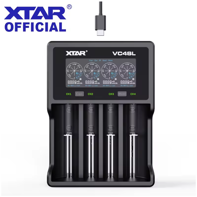 XTAR VC4SL Nabíječka Baterií 18650 21700 USB C s QC3.0 Rychlé Nabíjení a Řízení Energie