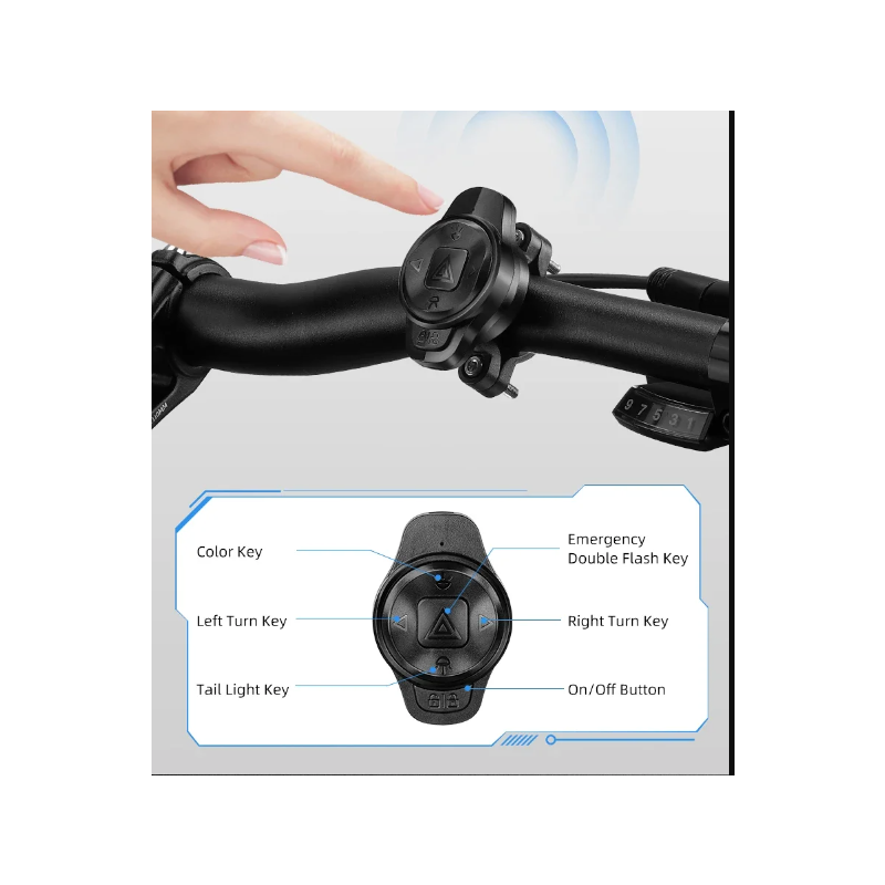 Všestranné Zadní Světlo na Kolo s Bezdrátovým Dálkovým Ovládáním | Inteligentní Brzdový Senzor | Bezpečnost na Kole