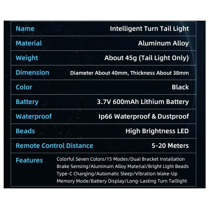 Všestranné Zadní Světlo na Kolo s Bezdrátovým Dálkovým Ovládáním | Inteligentní Brzdový Senzor | Bezpečnost na Kole