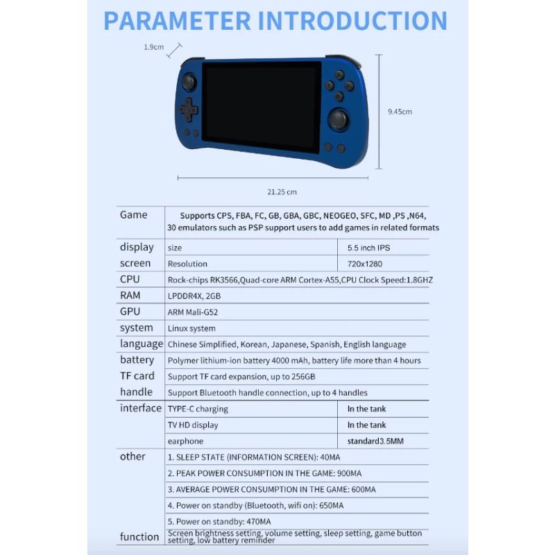 POWKIDDY X55 Kapesní Herní Konzole - 5,5