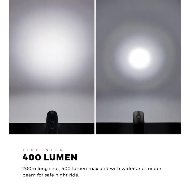 XOSS XL-400 Vodotěsná Cyklistická Svítilna 400 Lumenů USB Dobíjecí MTB Přední Světlo pro Bezpečnost na Kole