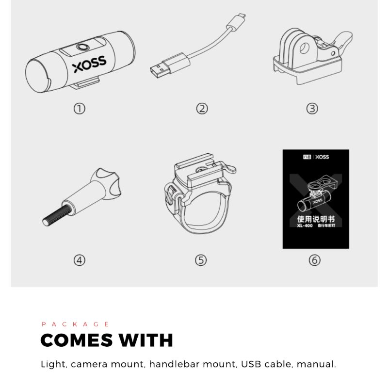 XOSS XL-400 Vodotěsná Cyklistická Svítilna 400 Lumenů USB Dobíjecí MTB Přední Světlo pro Bezpečnost na Kole