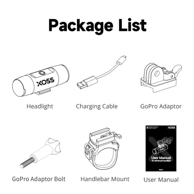 XOSS XL-800 Přední Svítilna na Kolo 800Lm | Vodotěsná Dobíjecí USB MTB Světlo pro Noční Jízdu