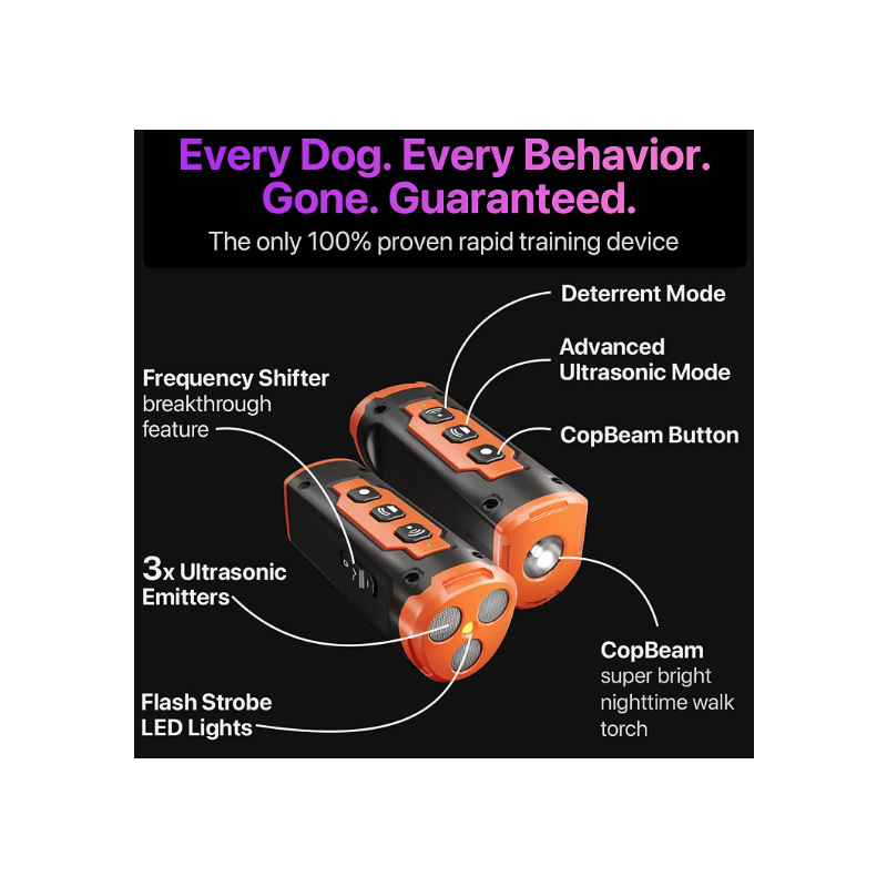Odpuzovač psů s LED svítilnou – Dobíjecí ultrazvukový výcvik psů & Efektivní kontrola štěkání