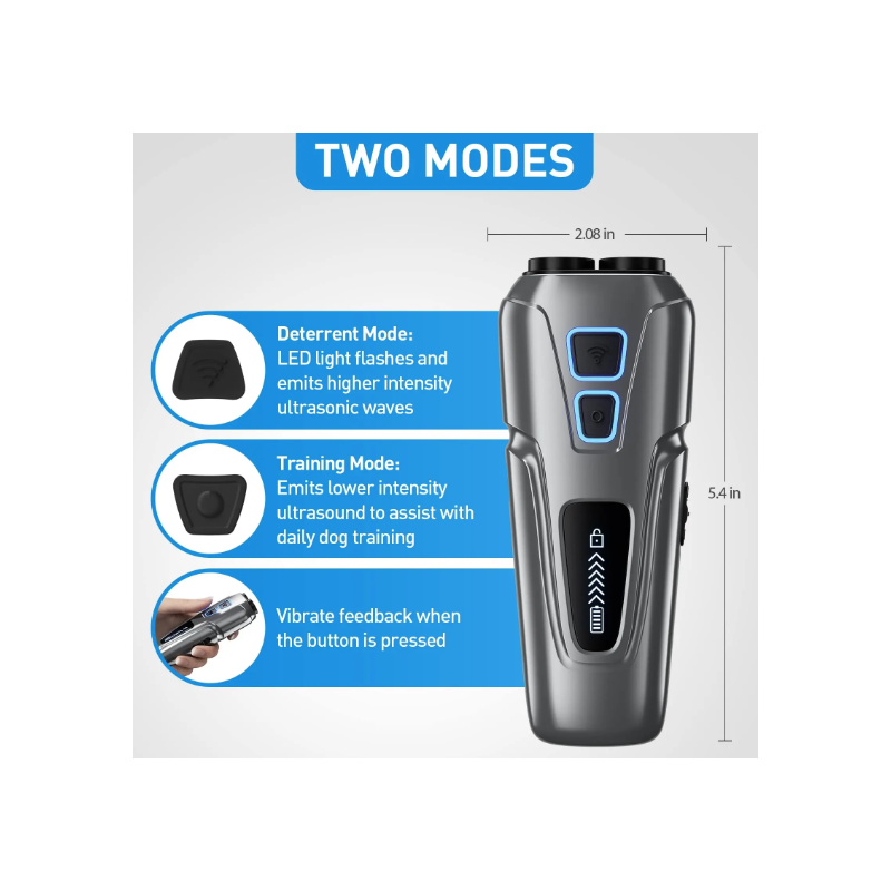 Ultrazvukový odpuzovač psů s LED svítilnou | Přenosný | Trénink proti štěkání | Bezpečná úprava chování