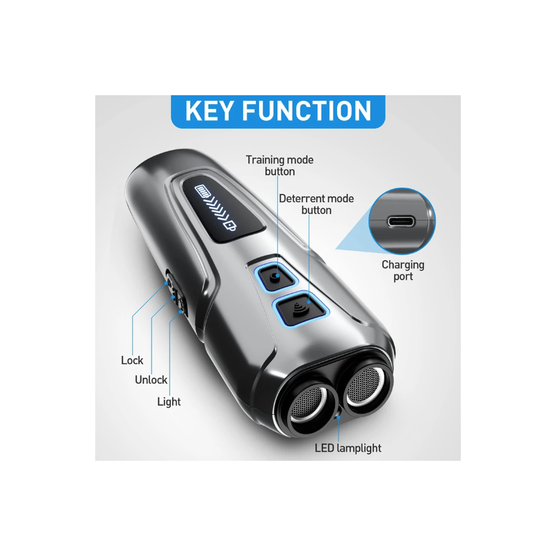 Ultrazvukový odpuzovač psů s LED svítilnou | Přenosný | Trénink proti štěkání | Bezpečná úprava chování