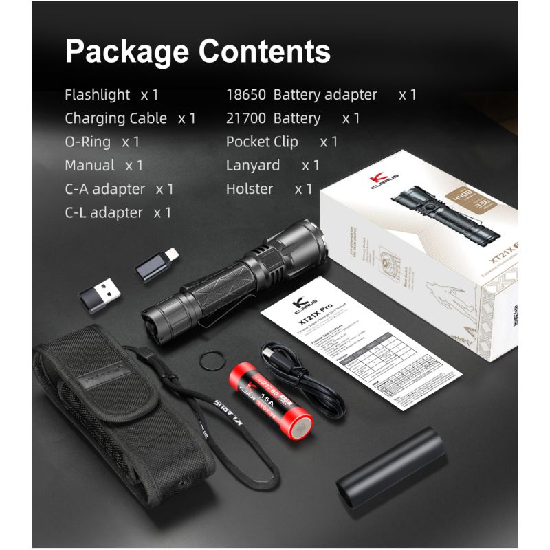 Klarus XT21X Pro: Výkonná LED Svítilna 4400 Lumenů s XHP70.2 pro Outdoor & Taktiku! Dobíjecí 21700