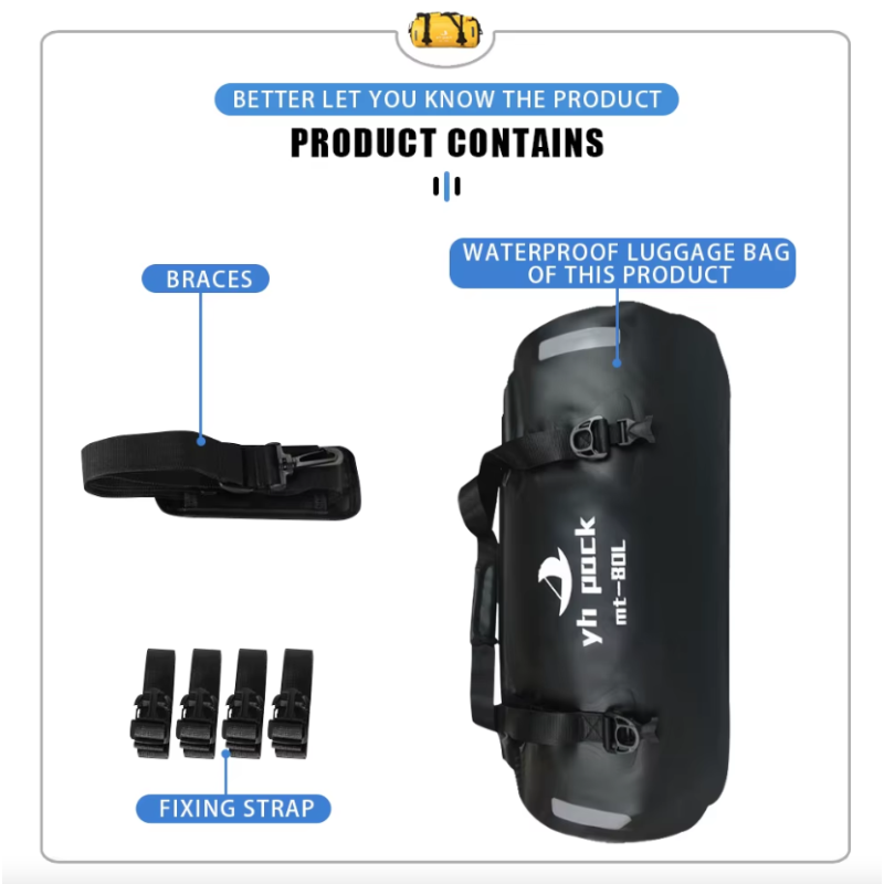 Vodotěsná Motocyklová Taška 40/80L – Zadní Cyklistický Nosič pro MTB, Bikepacking a Cestování