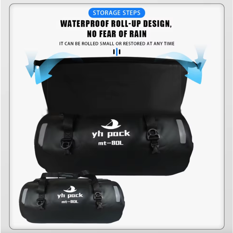Vodotěsná Motocyklová Taška 40/80L – Zadní Cyklistický Nosič pro MTB, Bikepacking a Cestování