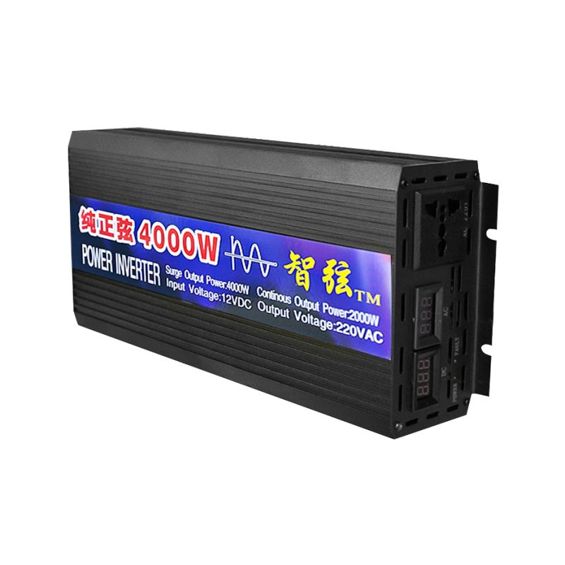 Vysoce kvalitní invertor čistá sinusovka 2000W/3000W/4000W solární měnič do auta s LED displejem na kemping