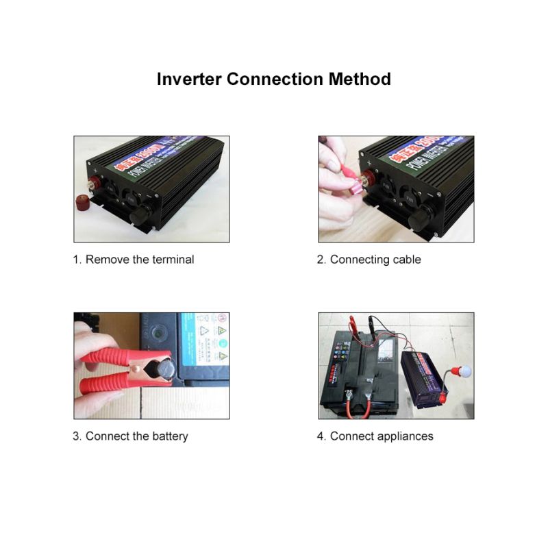 Měnič napětí čistá sinusovka 2000W 3000W 4000W, Solární Měnič do Auta s LED Displejem pro Kemping