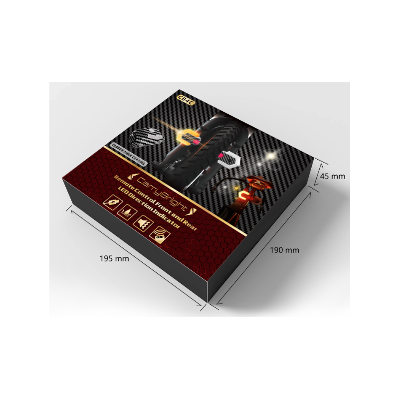 CarryBright Karbonové světlo na kolo | Blinkry na kolo USB dobíjecí, LED, přední+zadní, dálkové ovládání, vodotěsné