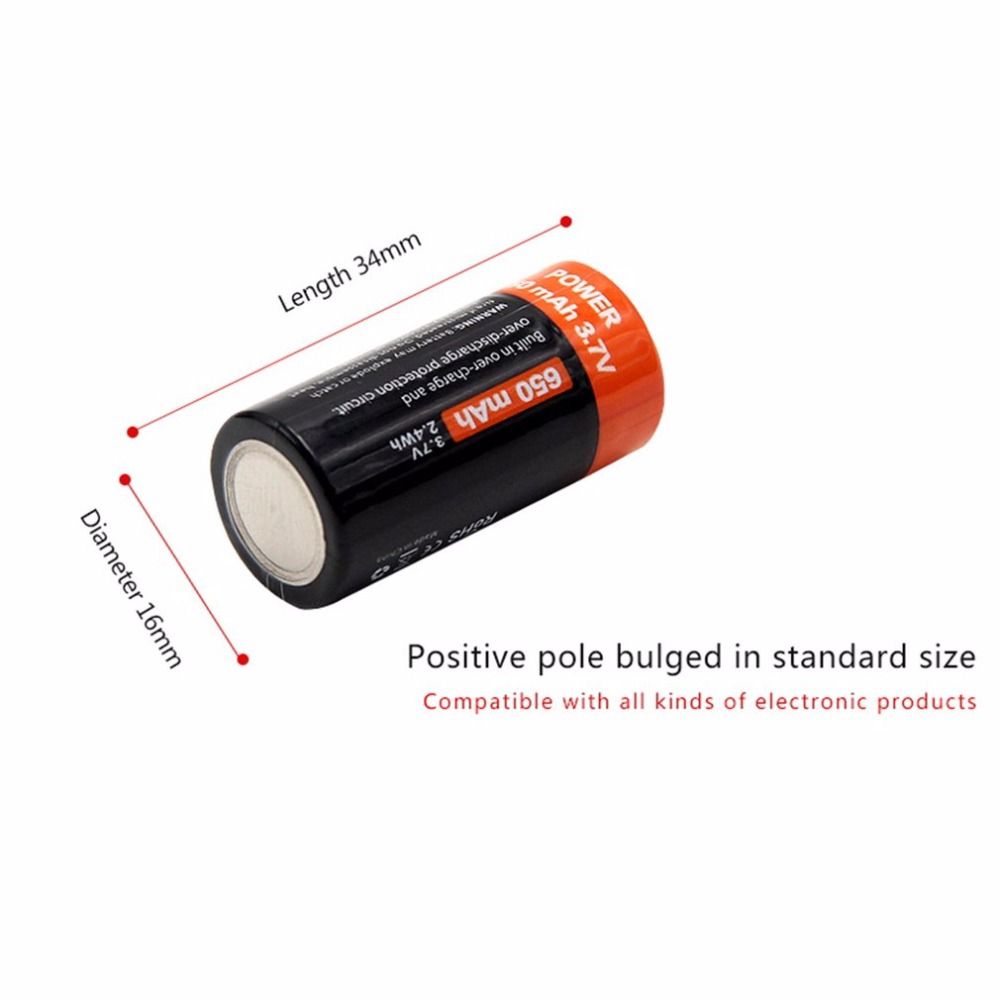 Nabíjecí 16340 Li-ion baterie 650mAh 3.7V s Micro USB – Dlouhá životnost a efektivní nabíjení