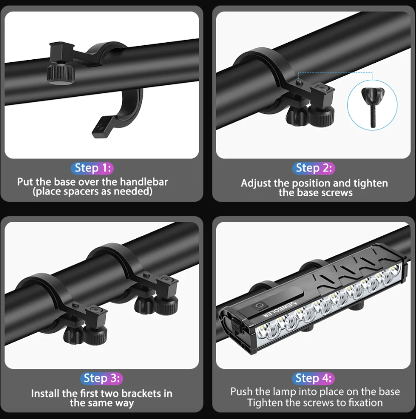 NITEBEAM 10000 lumenů ultra-jasné přední světlo na kolo, vodotěsné, nabíjení přes USB, pro bezpečnost na MTB a silniční cyklistiku