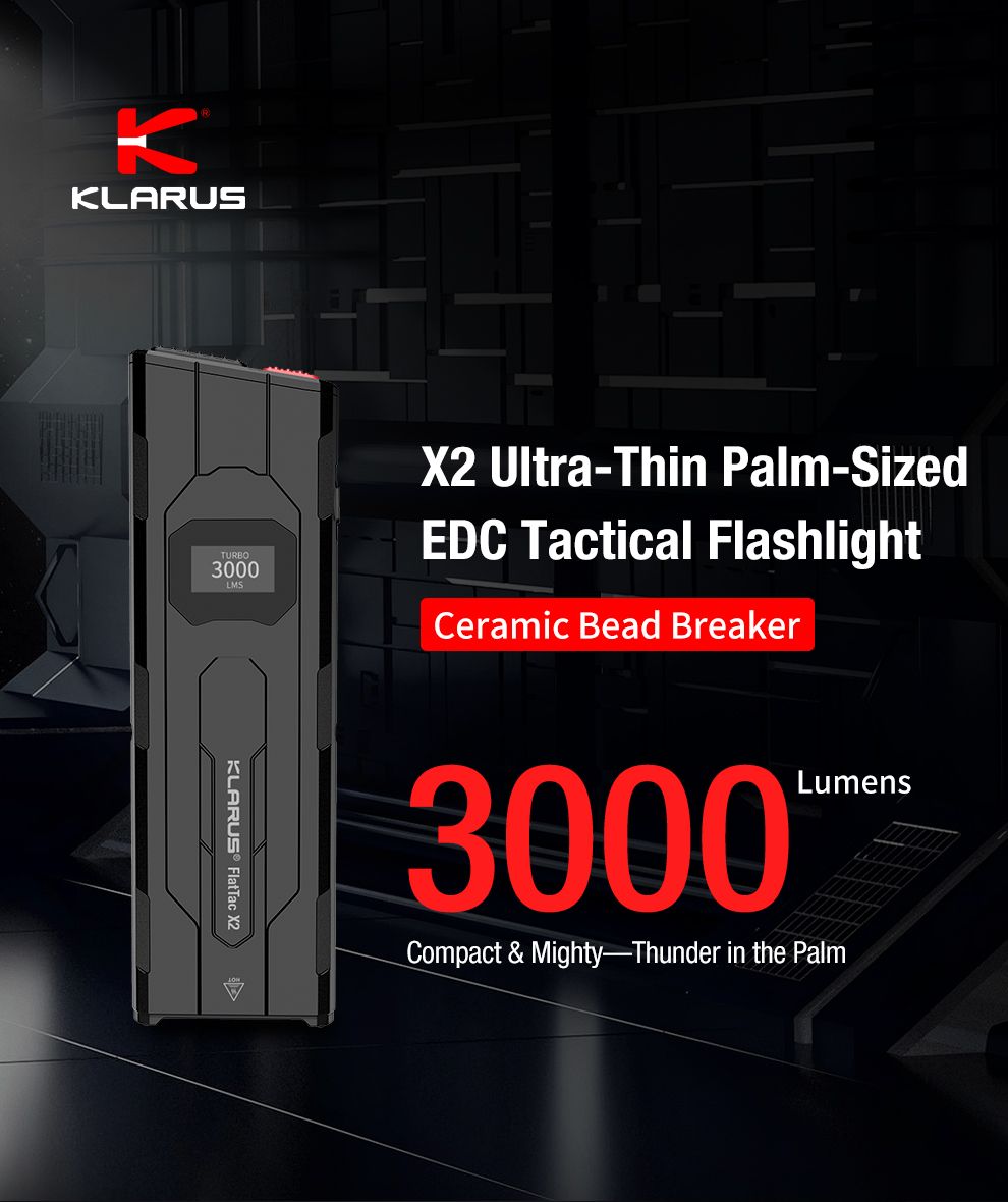 Klarus X2: Ultratenká 3000lm EDC svítilna, USB-C nabíjecí, kompaktní a výkonná kapesní taktická baterka!