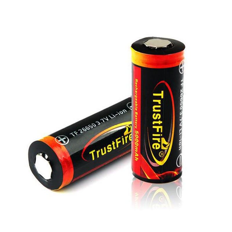 TrustFire TF 26650 3.7V 5000mAh Dobíjecí Baterie s Ochranou PCB, Vysoká Kapacita, Dlouhotrvající Výkon