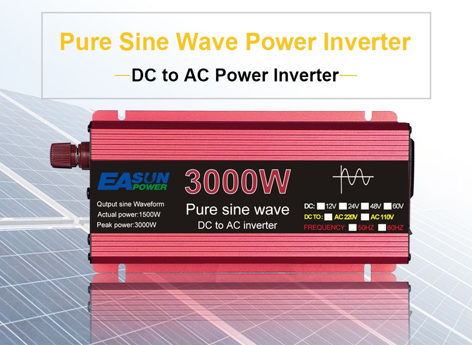 Měnič čistého sinusového průběhu 3000W 2200W 1600W 1000W, odolný design z hliníku a hořčíku, vysoká účinnost, napájení pro kempování